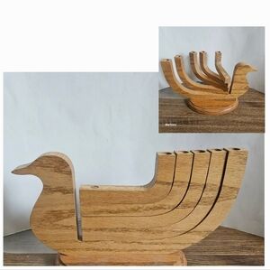 Bill Salamon Handmade Wooden Bird 5-Candle Candelabra